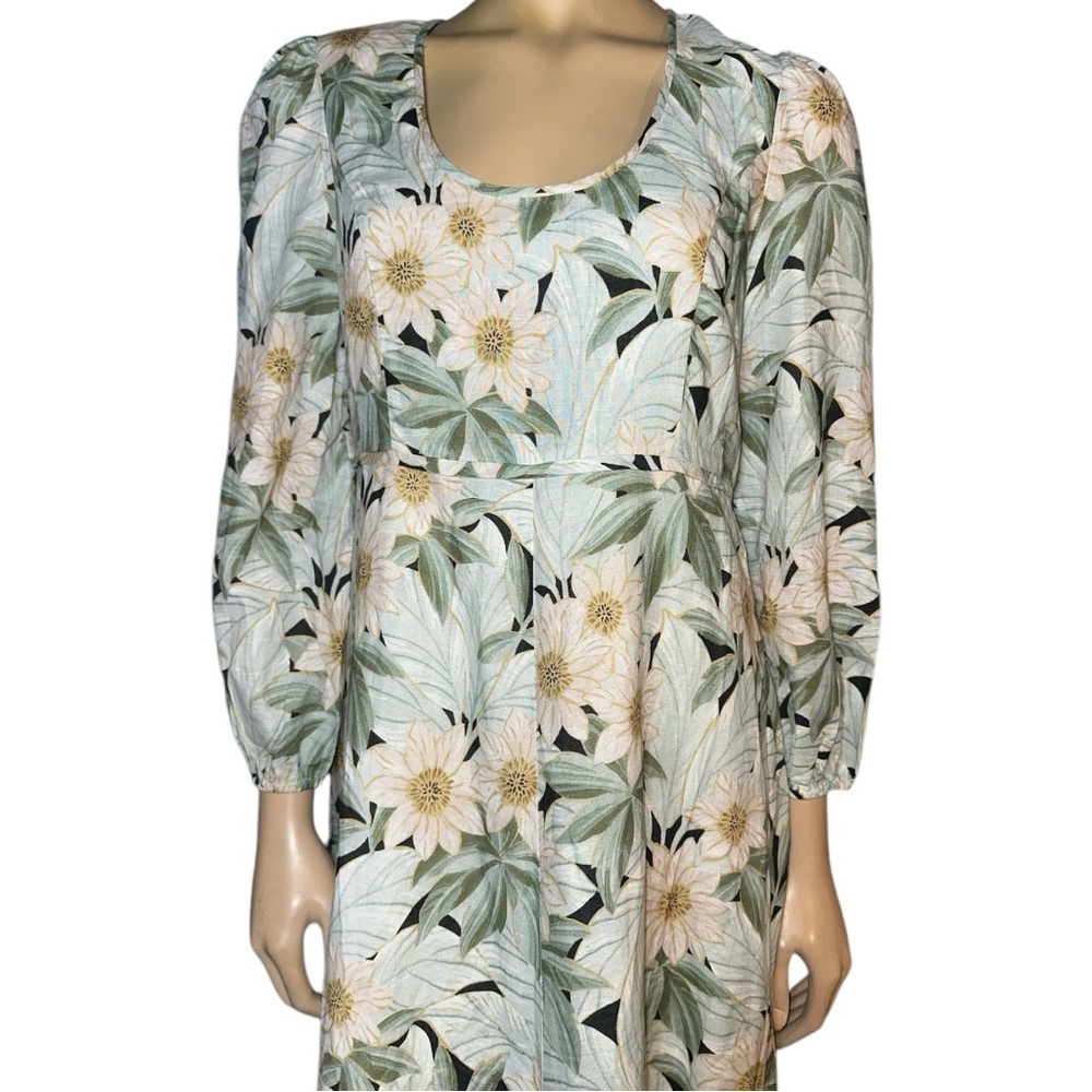 Tuckernuck Floral Long Sleeve Dress - Green and White - Picture 7 of 16